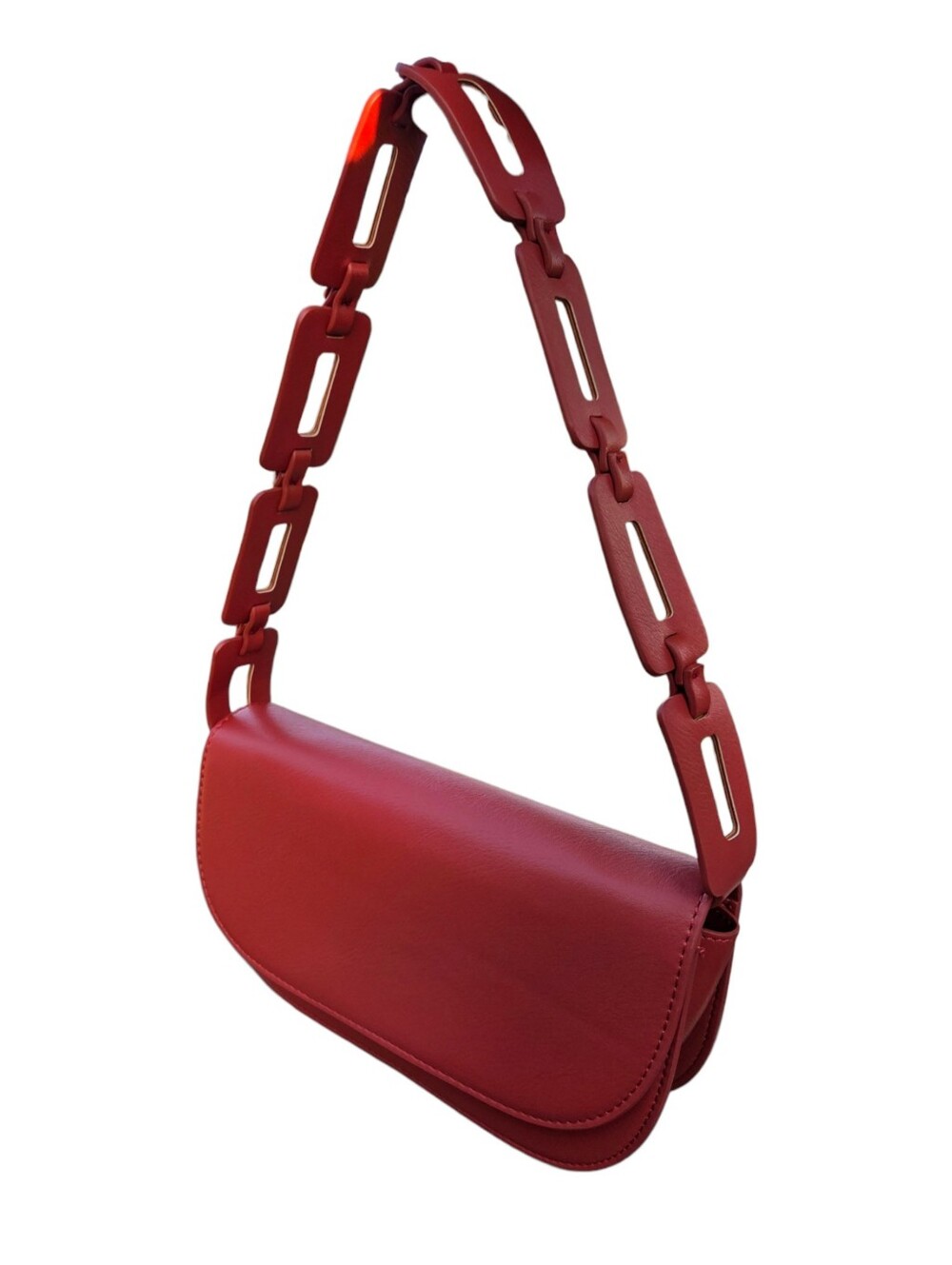 Melie Bianco- Inez Ruby Shoulder Bag W/Chunky Scallop Strap & 2nd Adjust. Strap!
